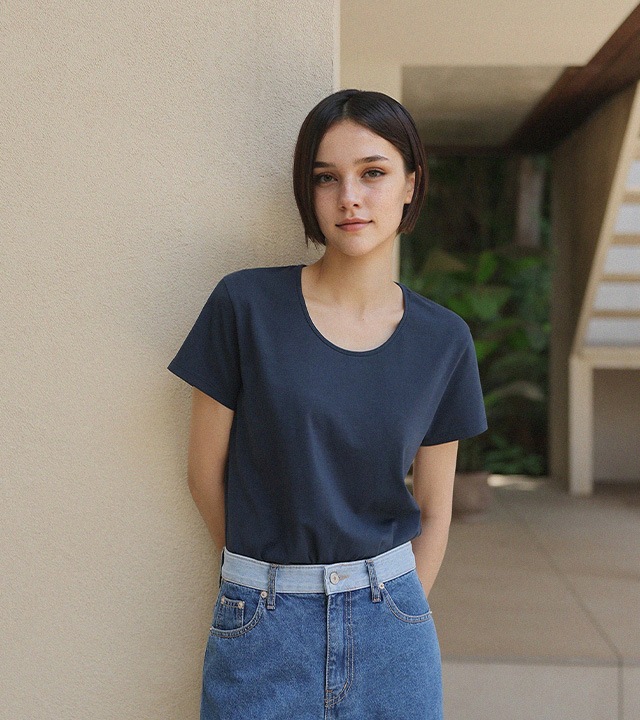 [RR]トラニオンUネックスパン半袖トップス