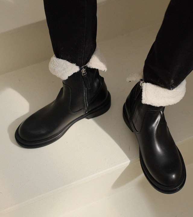ラウンドフリースファーアンクルブーツ