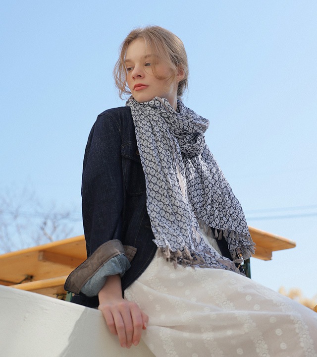 アートフラワーコットンマフラー