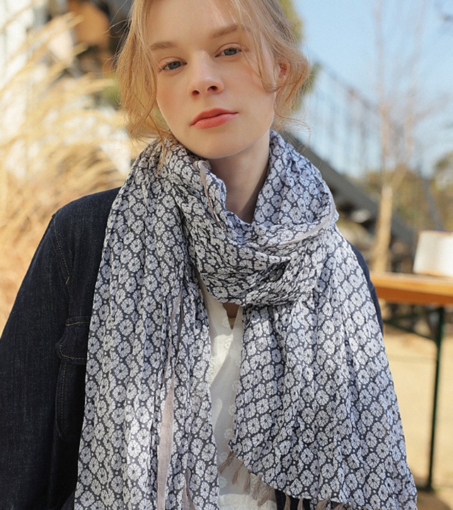 アートフラワーコットンマフラー