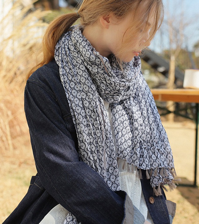 アートフラワーコットンマフラー