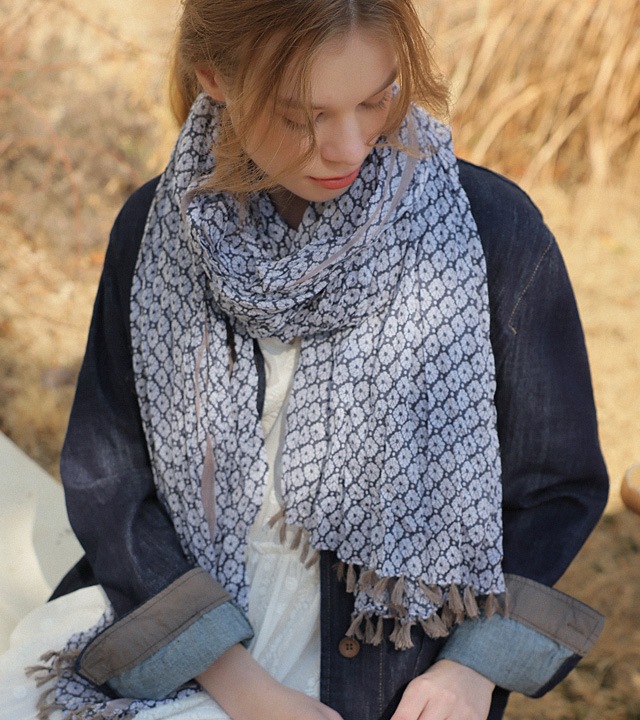 アートフラワーコットンマフラー