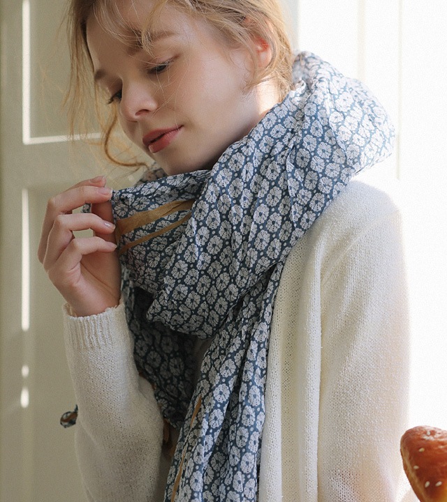 アートフラワーコットンマフラー