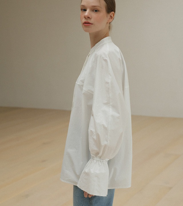 🌈[RR]ローミングカフバンディングブラウス_ブルー