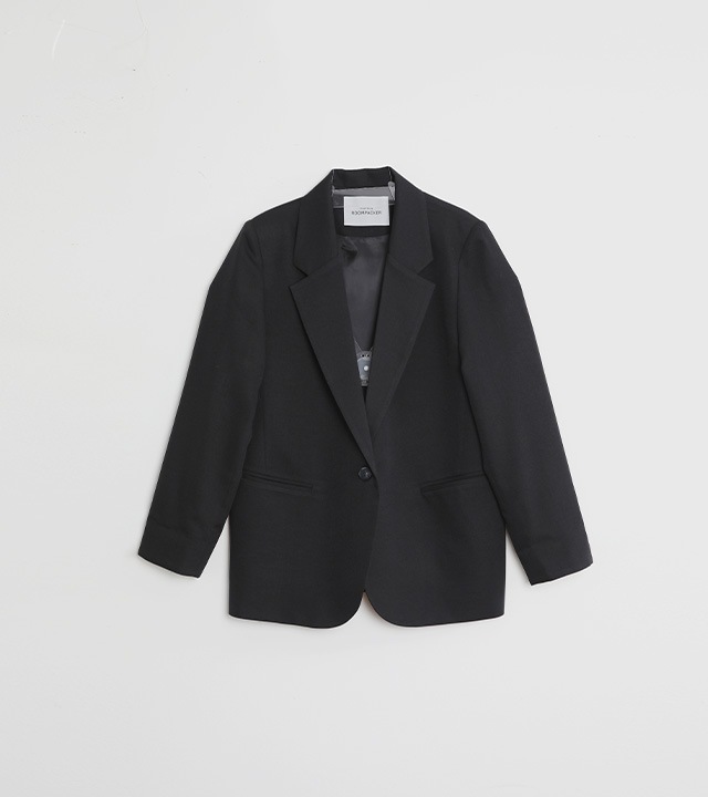 🌈[RR]ドローストリング配色ジャケット_ブラック