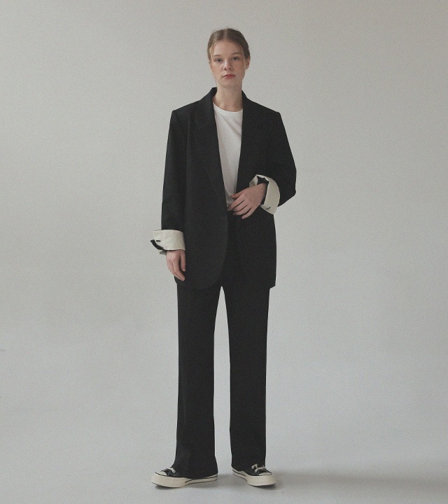 🌈[RR]ドローストリング配色ジャケット_ブラック