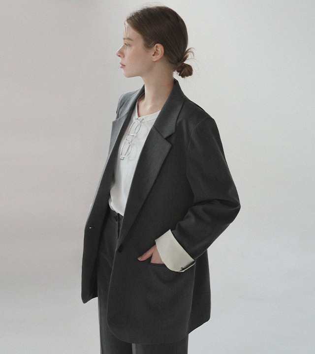 🌈[RR]ドローストリング配色ジャケット_ブラック