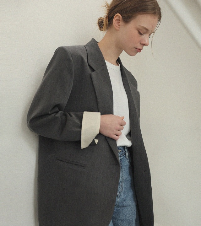 🌈[RR]ドローストリング配色ジャケット_ブラック