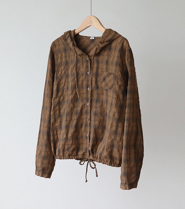 リオウォッシュヘムストリングフード付きパーカー