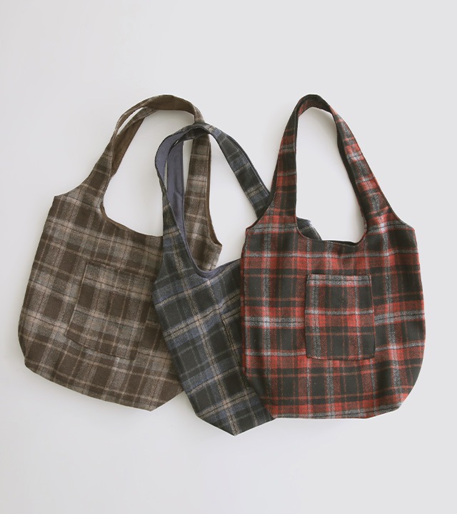 [RR]ルインチェック刺繍 エコバッグ