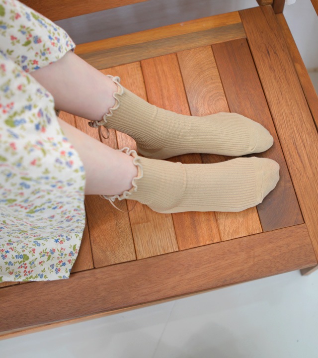 ラナバックリボンフリルソックス