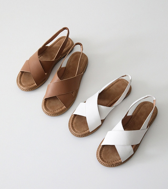 エディストラップバンディング牛革サンダル