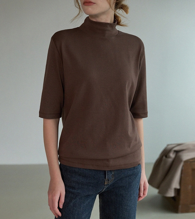 [RR]アンナフライスハーフネック5分袖トップス