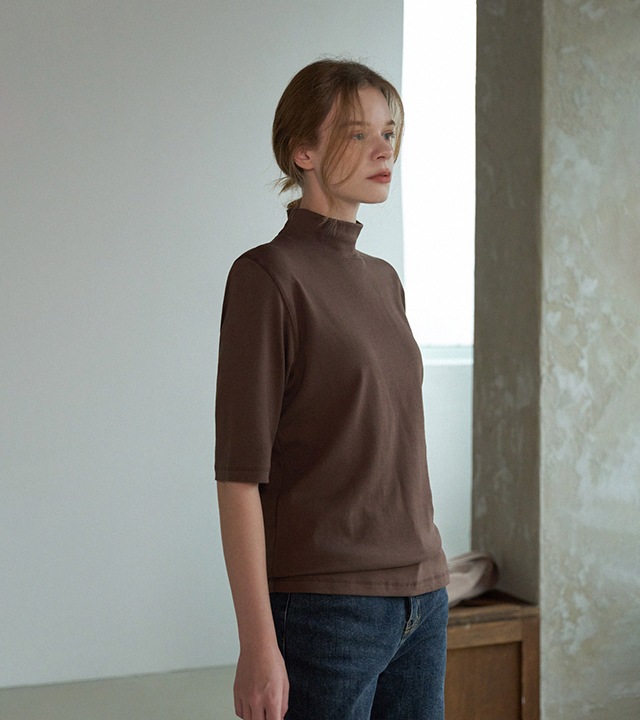 [RR]アンナフライスハーフネック5分袖トップス