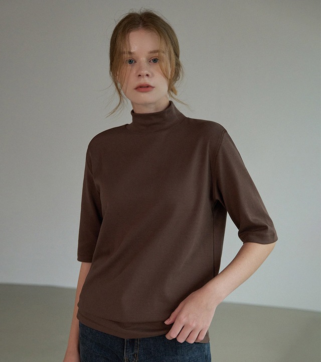 [RR]アンナフライスハーフネック5分袖トップス