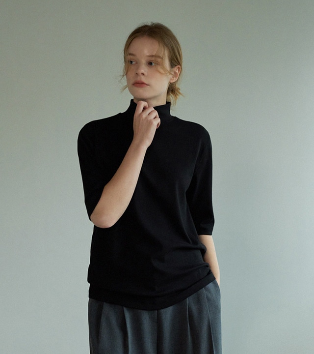 [RR]アンナフライスハーフネック5分袖トップス