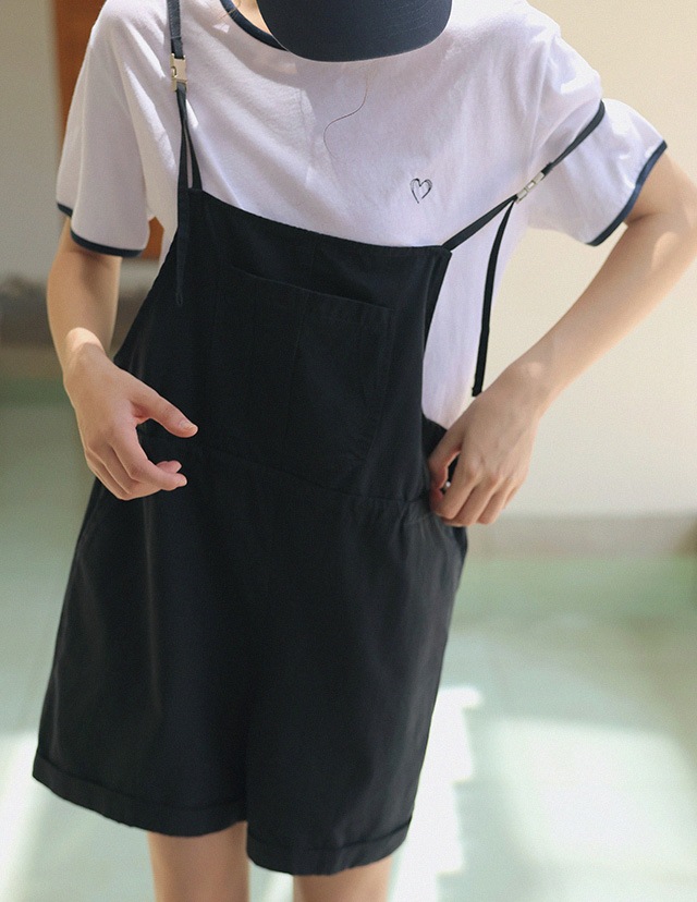 ムーディ コットンオーバーオール ショートパンツ