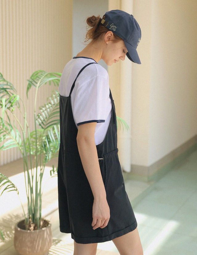ムーディ コットンオーバーオール ショートパンツ
