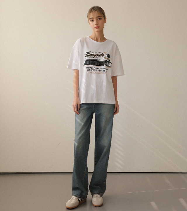 [RR]ファーニンプリント半袖トップス