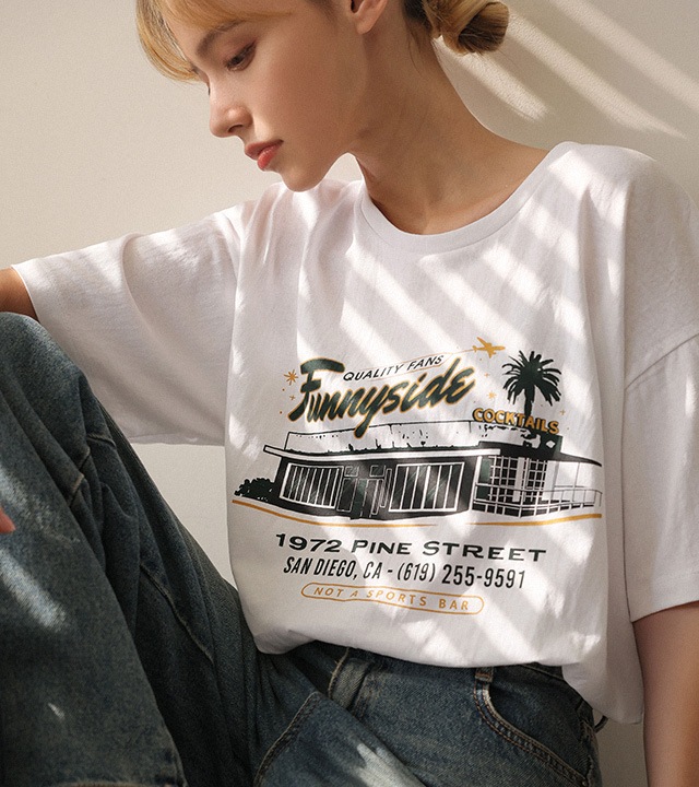 [RR]ファーニンプリント半袖トップス