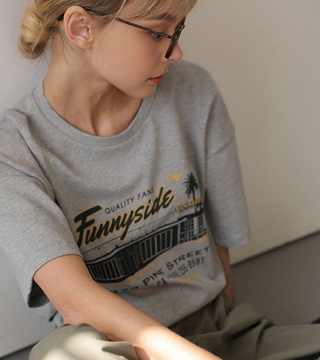 [RR]ファーニンプリント半袖トップス