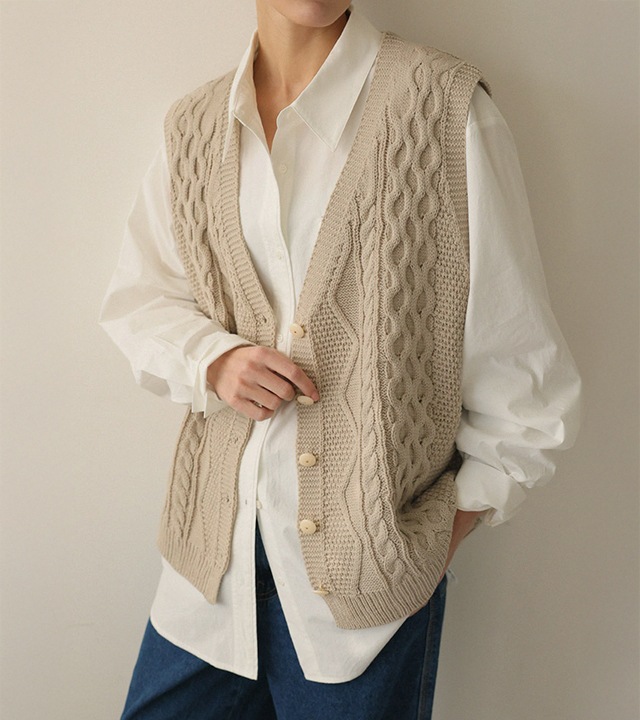 [RR]ポポケーブルニットベスト