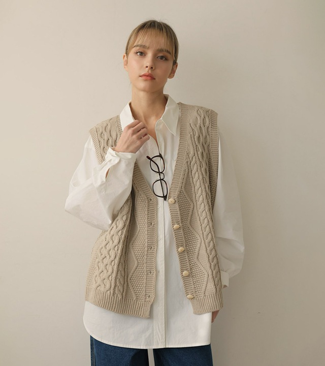 [RR]ポポケーブルニットベスト
