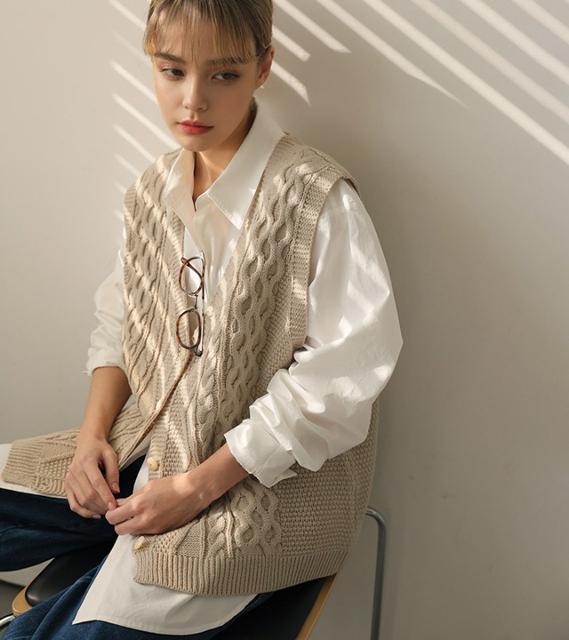 [RR]ポポケーブルニットベスト