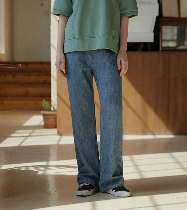 🌈[RR]055スラブイージーデニムパンツ_ブルー