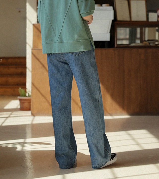 🌈[RR]055スラブイージーデニムパンツ_ブルー