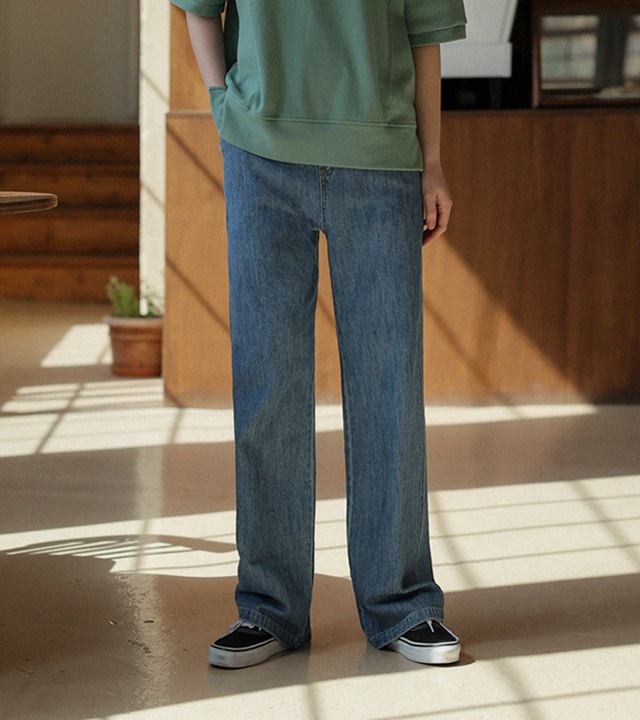 🌈[RR]055スラブイージーデニムパンツ_ブルー