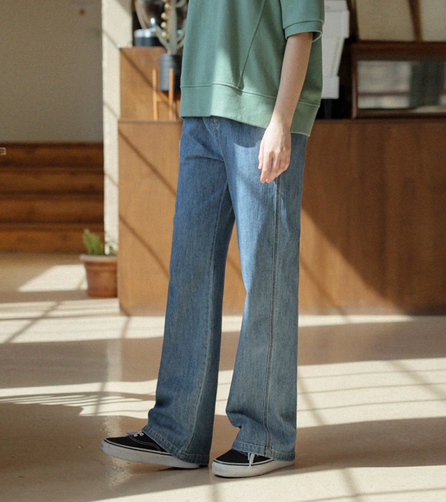 🌈[RR]055スラブイージーデニムパンツ_ブルー