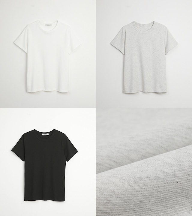 [RR]クルーネックベーシック半袖トップ