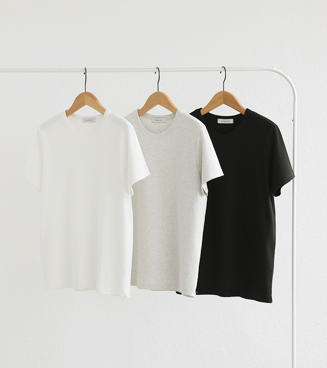 [RR]クルーネックベーシック半袖トップ