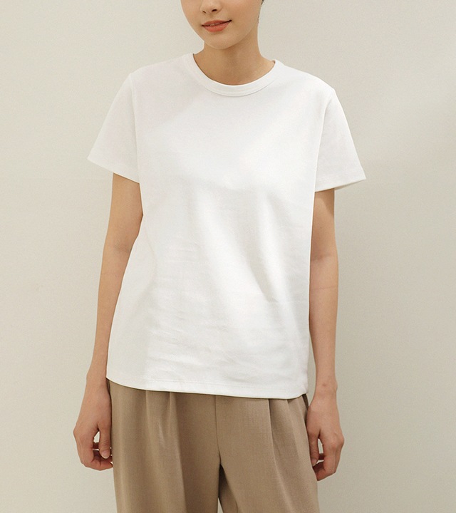 [RR]クルーネックベーシック半袖トップ