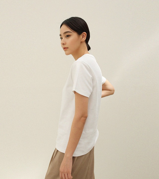 [RR]クルーネックベーシック半袖トップ