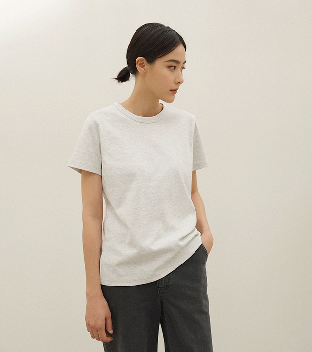[RR]クルーネックベーシック半袖トップ