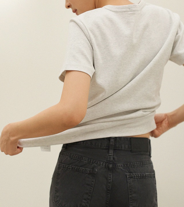 [RR]クルーネックベーシック半袖トップ