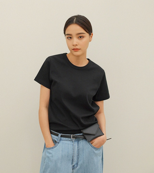 [RR]クルーネックベーシック半袖トップ