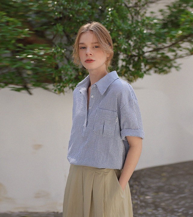 🌈[RR]ディーノシアサッカー半開きシャツ