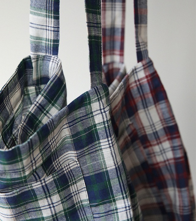 ムアチェックリネンエコバッグ