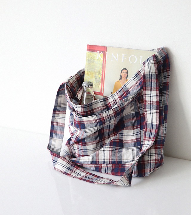 ムアチェックリネンエコバッグ