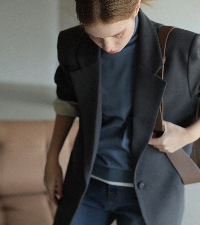 [RR]ドローストリング配色ジャケット_charcoal