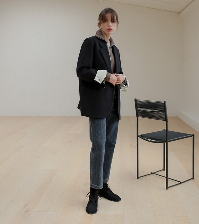 [RR]ドローストリング配色ジャケット_charcoal