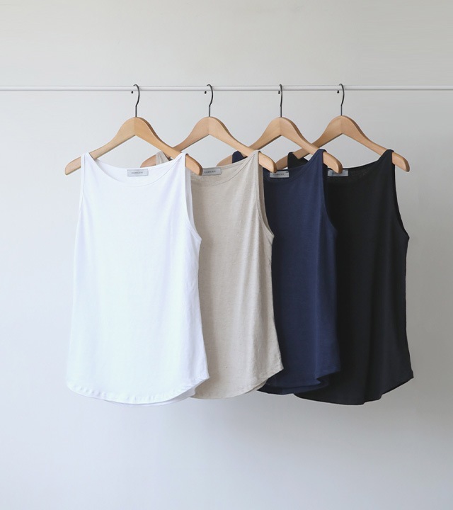 [RR]ハモンリネンラッパ袖なしトップス