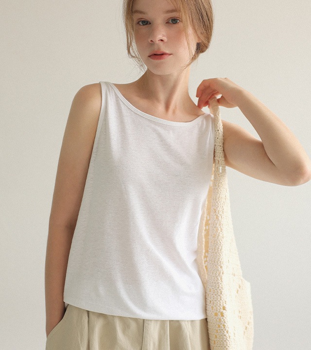 [RR]ハモンリネンラッパ袖なしトップス