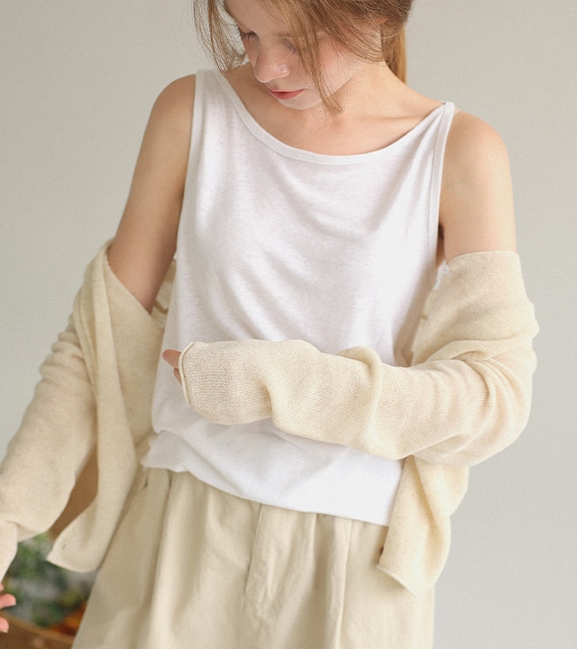 [RR]ハモンリネンラッパ袖なしトップス