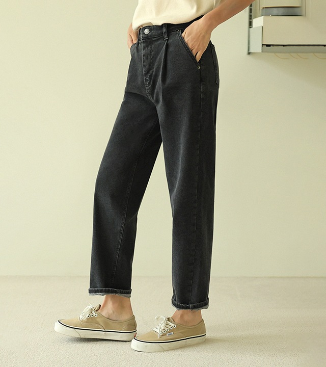 [RR]152起毛セミバギーパンツ_black