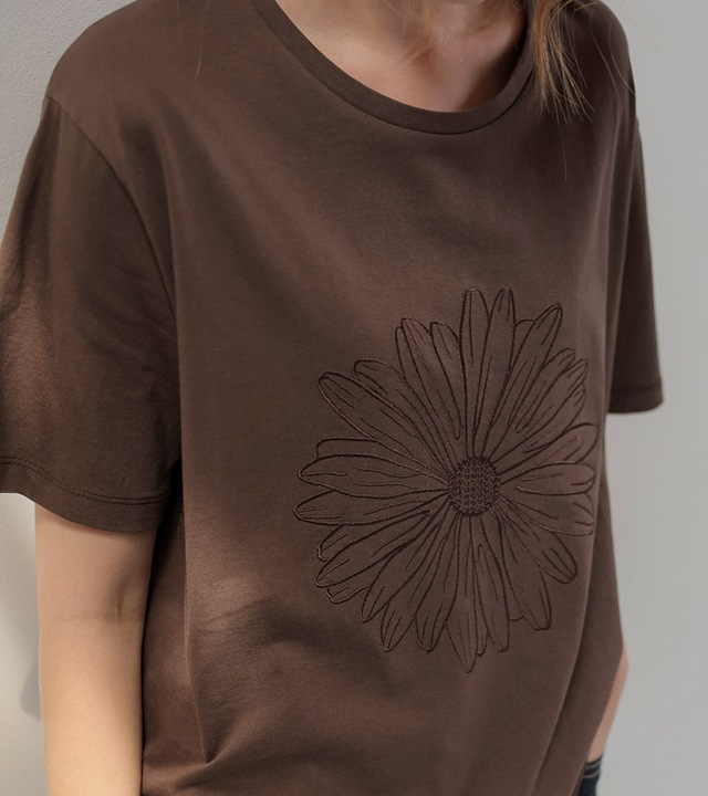 [RR]フローフラワー刺繍半袖トップス