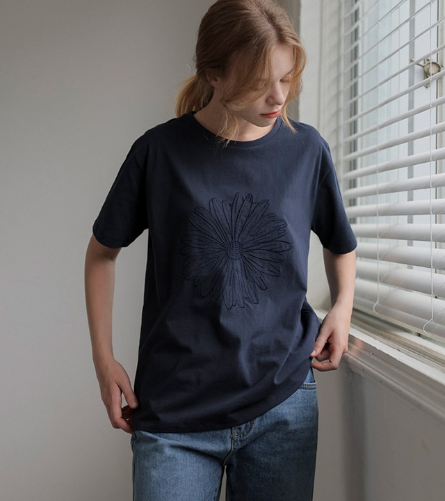 [RR]フローフラワー刺繍半袖トップス